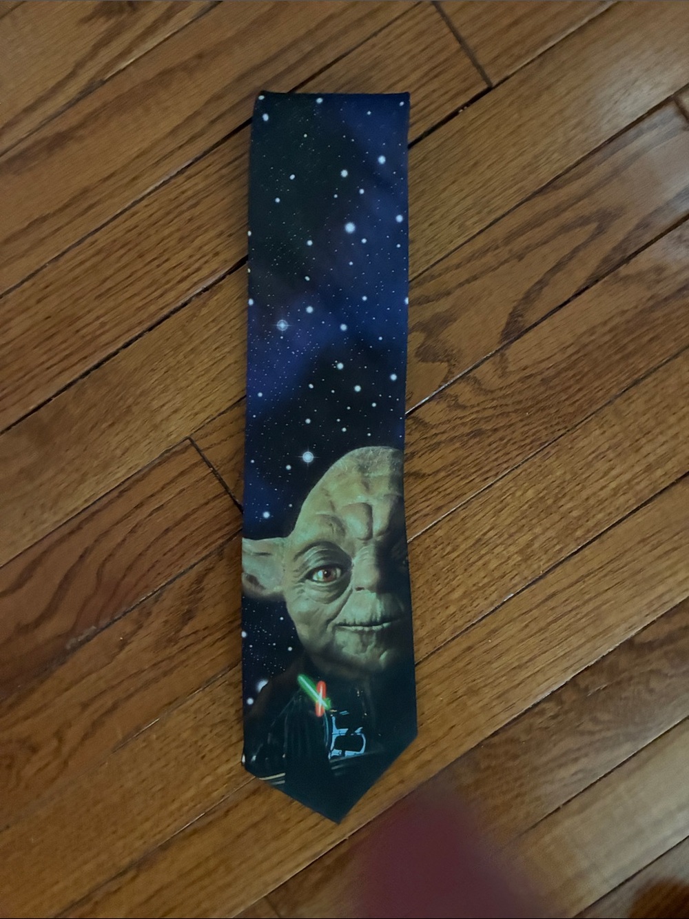 Star Wars Yoda Galaxy Print Tie - Navy Blue